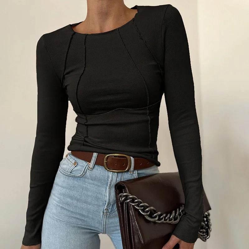Slim Long Sleeve Knitted Top – Shop Now! - ZA-Zola