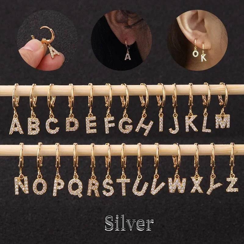 Women's Zircon Letter Earrings – Stylish Gold Jewelry - ZA-Zola