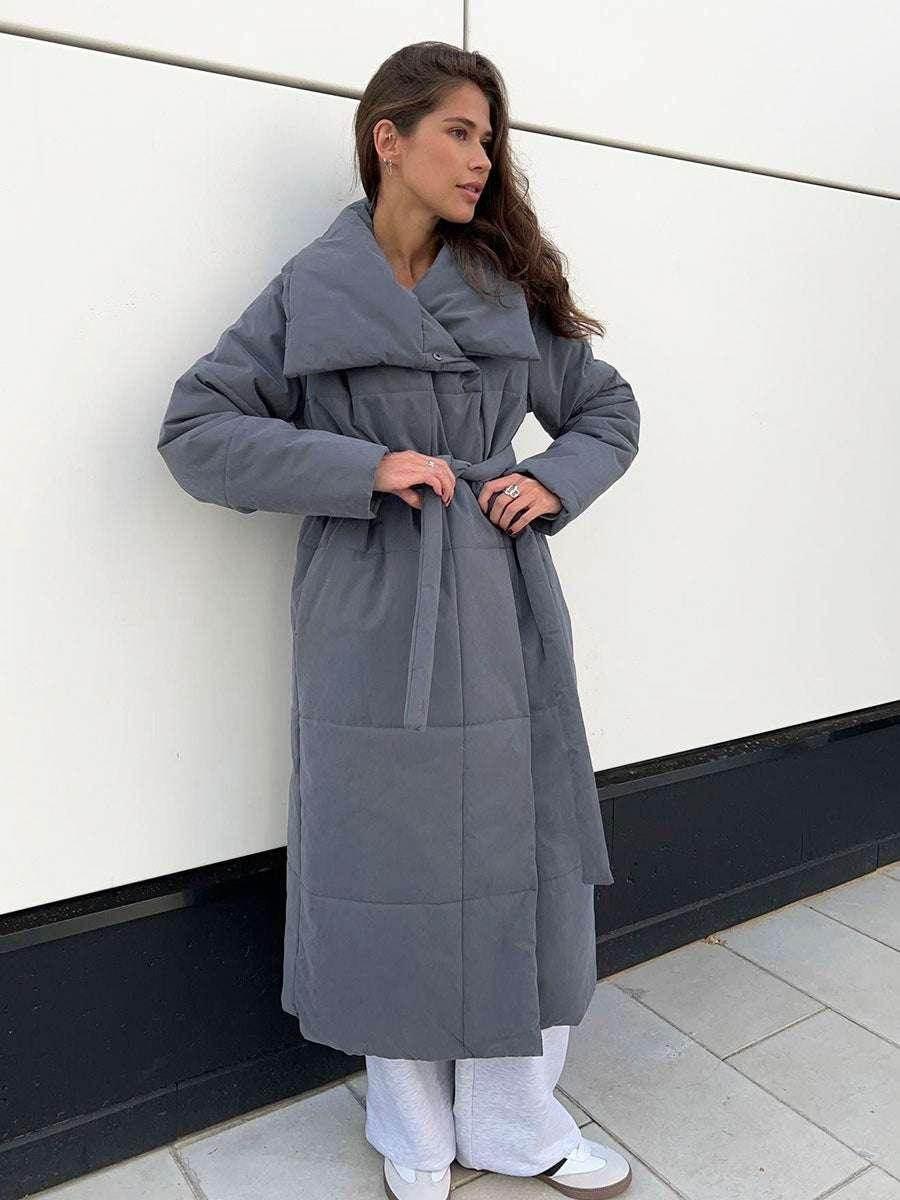 Chic Large Lapel Long Coat – Warm Winter Jacket for Women - ZA-Zola