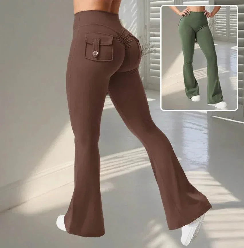 Flared Yoga Pants – High Waist Booty Lift Leggings - ZA-Zola