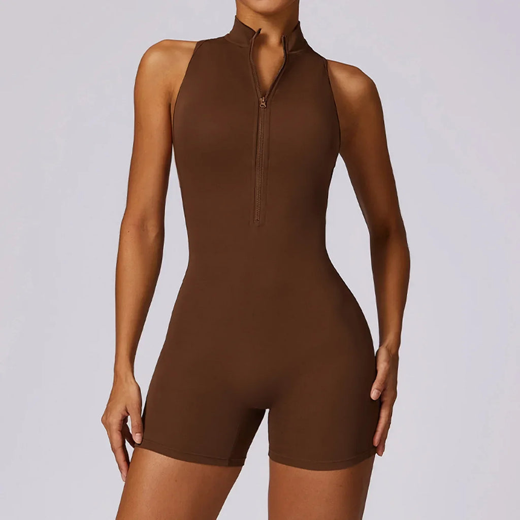 Zipper Yoga Jumpsuit – Summer Backless Fitness Bodysuit - ZA-Zola