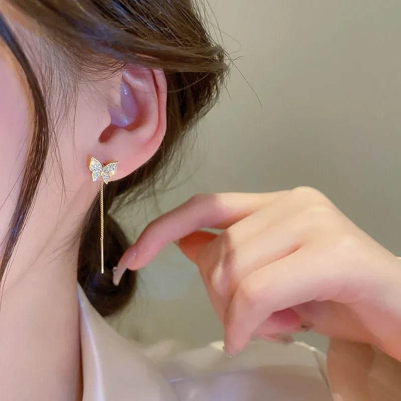 925 Silver Butterfly Tassel Earrings – Shop Now! - ZA-Zola