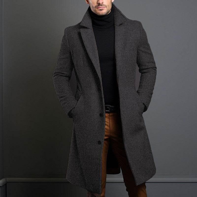 Men’s Mid-Length Trench Coat Fall Winter Slim Overcoat - ZA-Zola