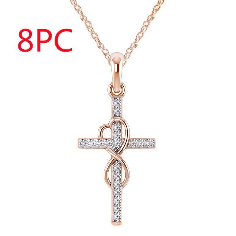 Alloy Diamond Cross Necklace – Stylish & Unisex - ZA-Zola