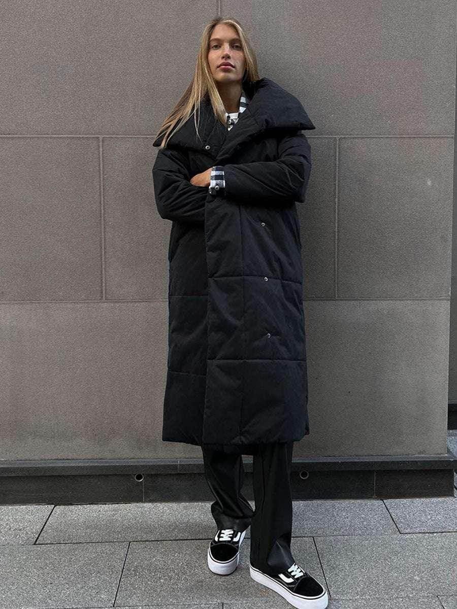 Chic Large Lapel Long Coat – Warm Winter Jacket for Women - ZA-Zola