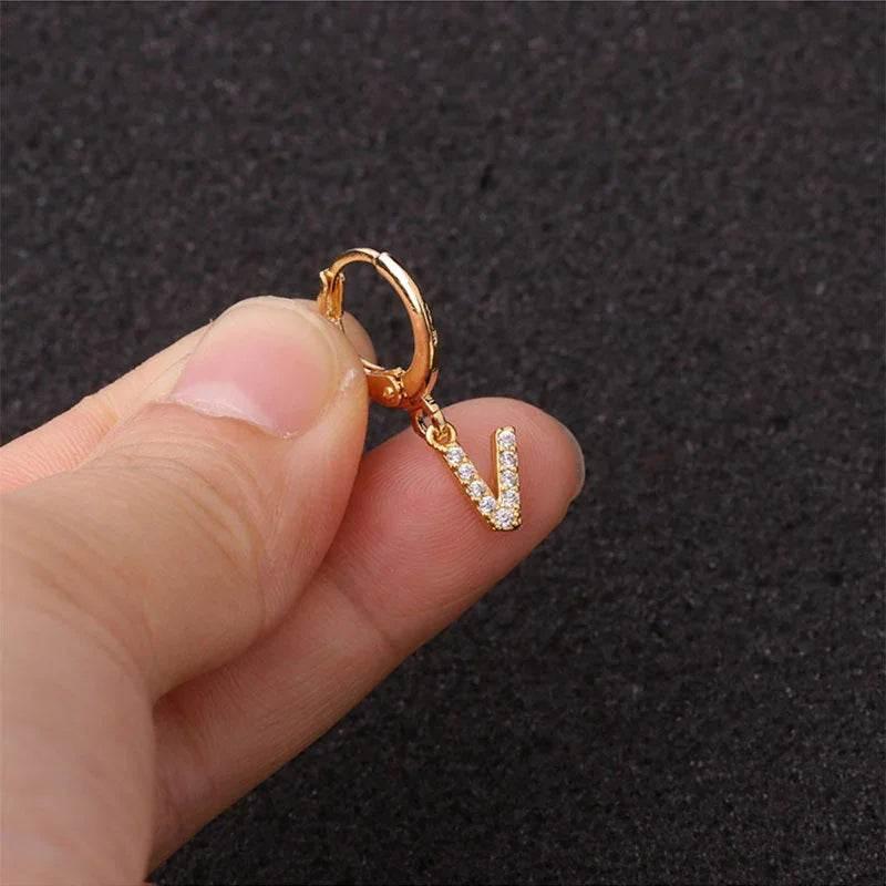 Women's Zircon Letter Earrings – Stylish Gold Jewelry - ZA-Zola