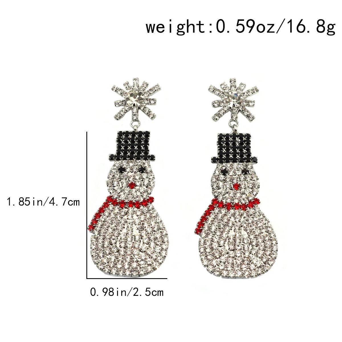 Rhinestone Christmas Snowman Earrings – Festive Jewelry Rhinestone Earrings - ZA-Zola