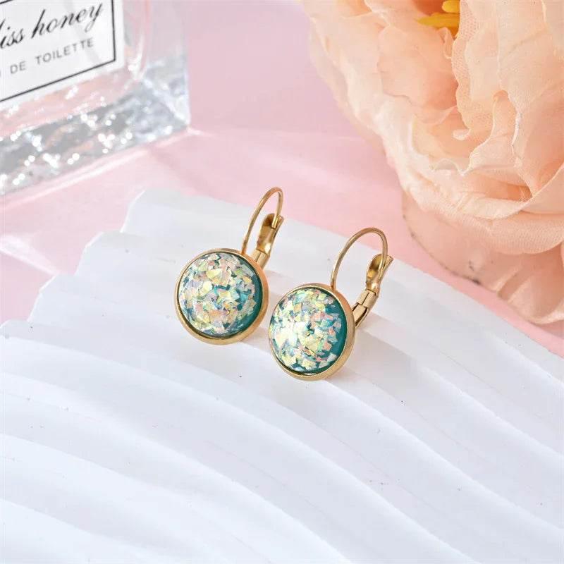 Sequin Rhinestone Stainless Steel Earrings - ZA-Zola