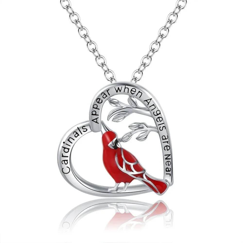 Heart Shaped Cardinal Pendant Necklace Gift - ZA-Zola