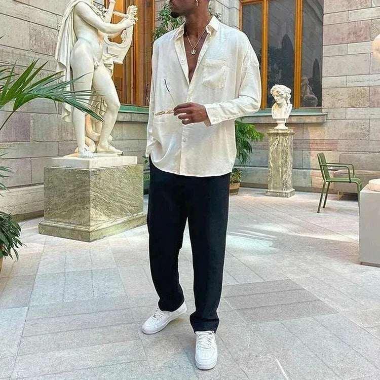 Men’s Long Sleeve Shirt & Pants Set – Autumn Winter Wear - ZA-Zola