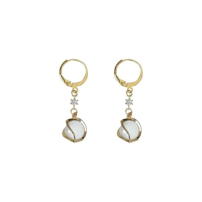 Cat’s Eye Opal Clip Earrings – Korean Fashion - ZA-Zola