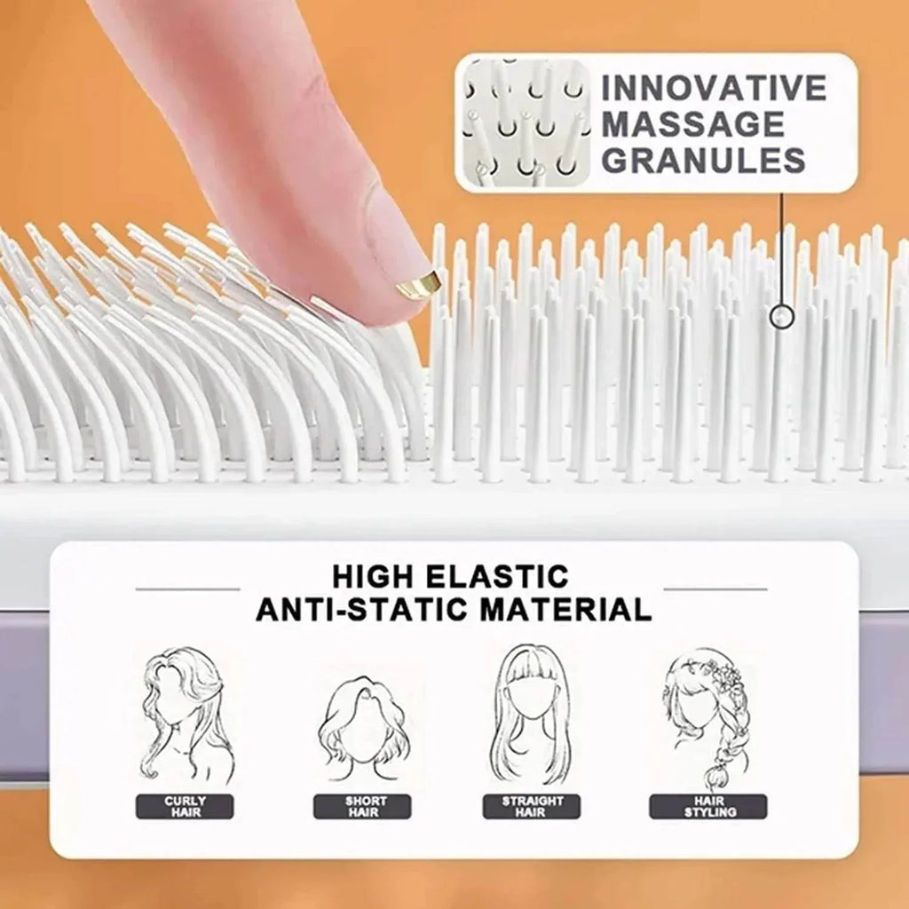 4-in-1 Self-Cleaning Hair Brush – Anti-Static & Massage - ZA-Zola