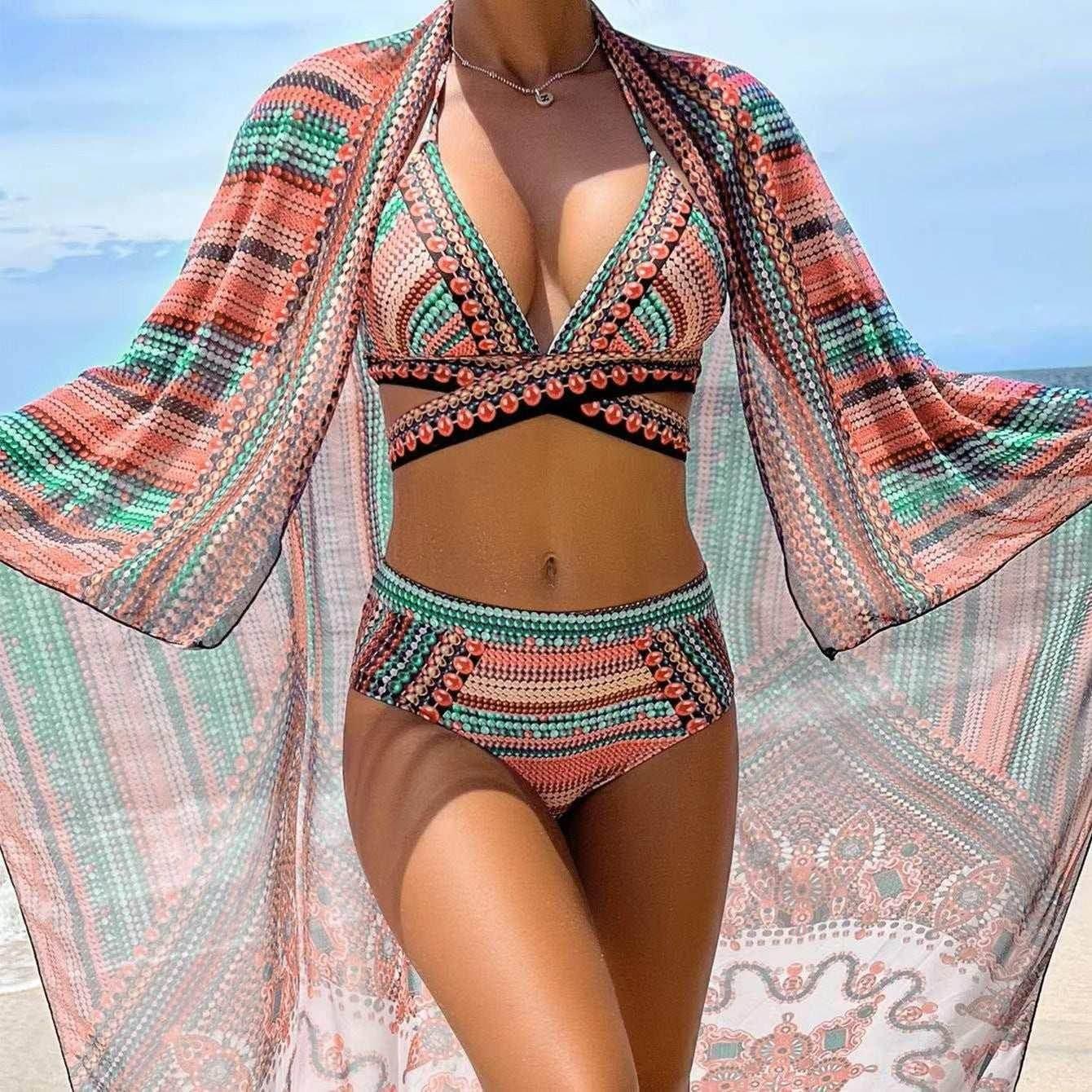 Retro Ethnic Style Cross Strap Bikini | ZA-Zola - ZA-Zola