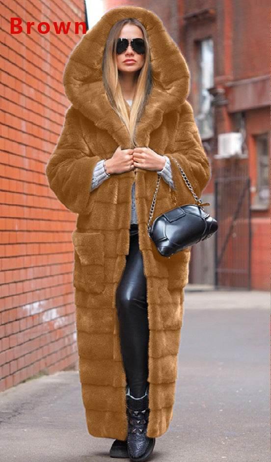 Long Plush Women's Coat – Thickened Faux Fur Winter Jacket - ZA-Zola