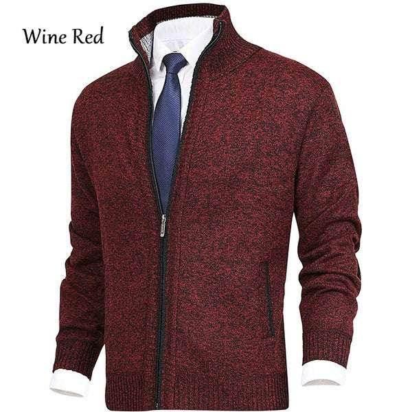 Men's Solid Color Stand Collar Cardigan Sweater Coat - ZA-Zola