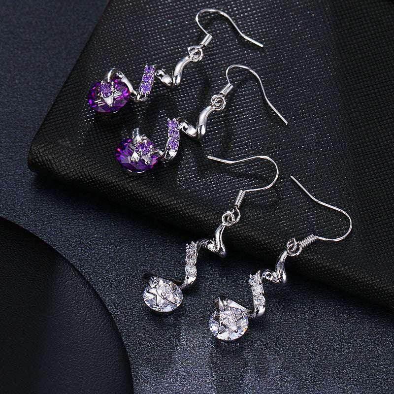 Purple Zircon Spiral Hook Earrings for Women - ZA-Zola
