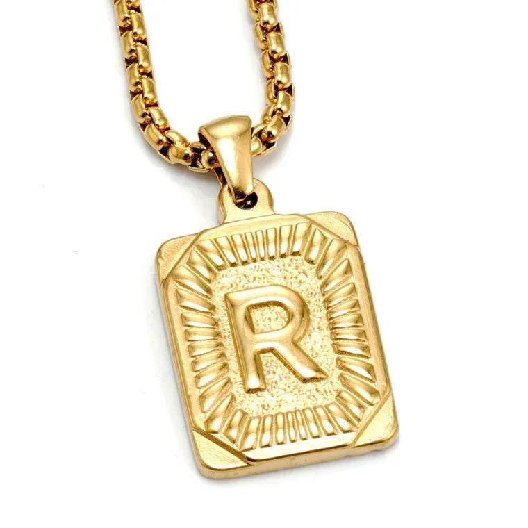 18K Gold Letter Pendant Pearl Chain Necklace - ZA-Zola