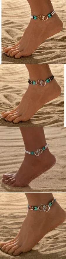 Double Heart Turquoise Anklet – Fashion Vacation Style - ZA-Zola