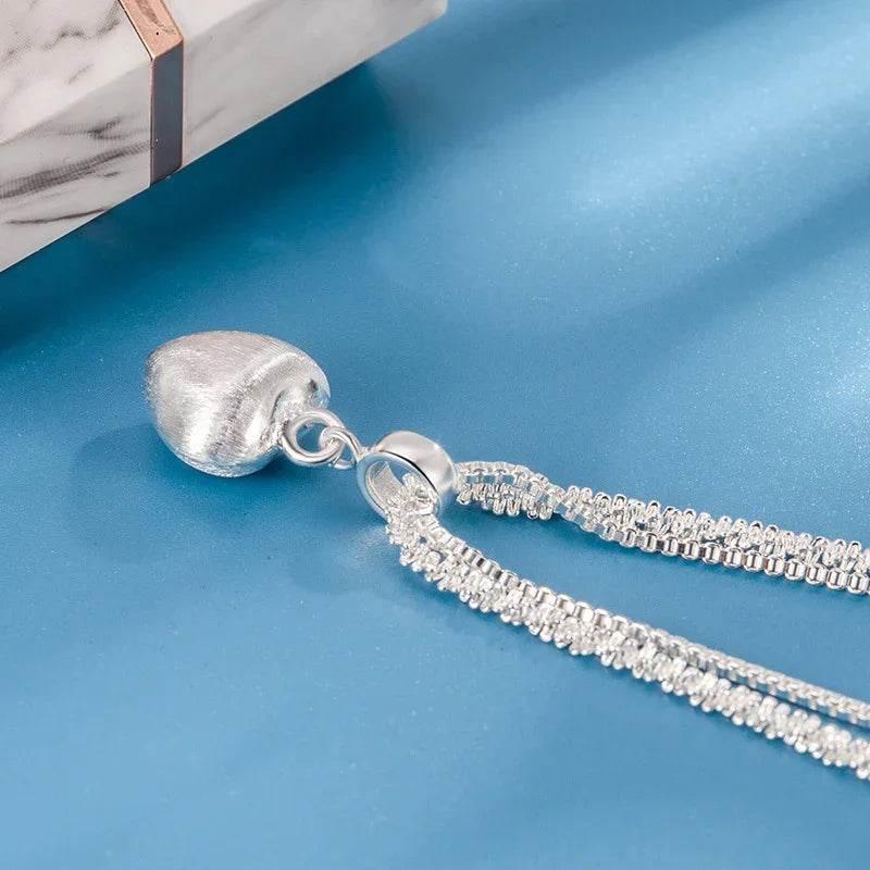 Double Layer Brushed Heart Pendant Necklace for Women - ZA-Zola