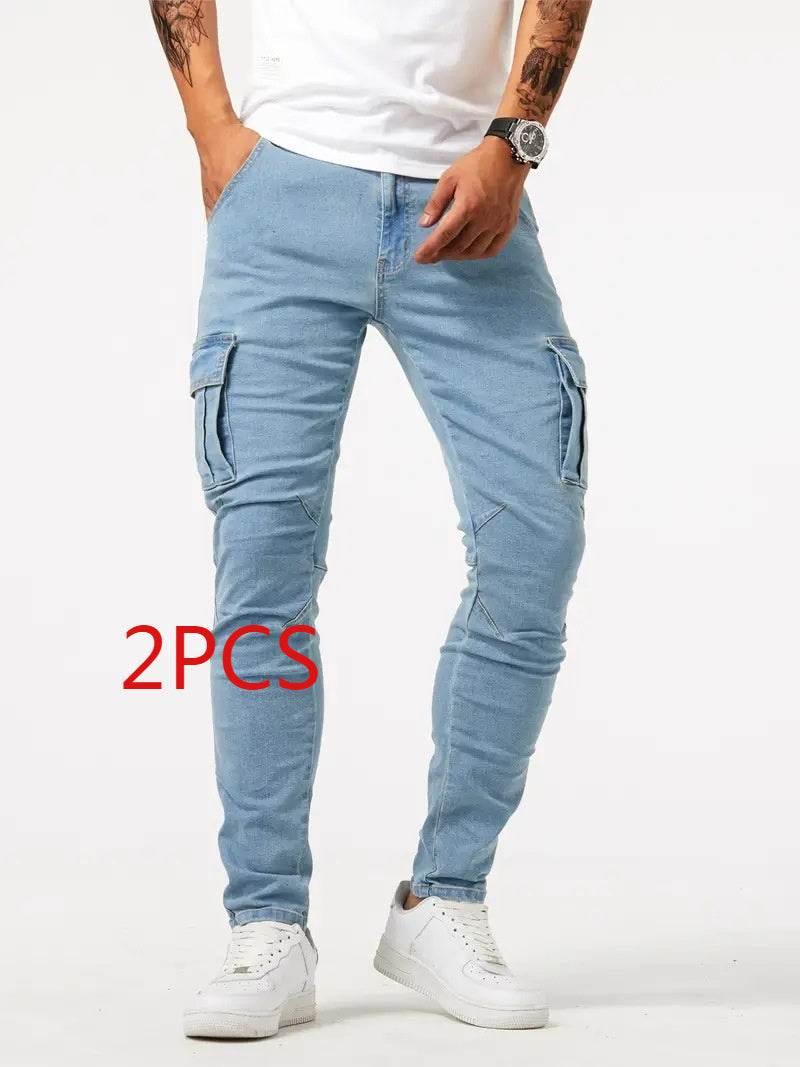Men’s Casual Cargo Pants Stretch Denim | ZA-Zola Streetwear UK - ZA-Zola