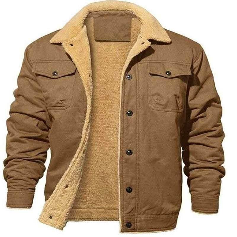 Men's Hooded Fleece-Lined Jacket - Mid-Length Overalls - ZA-Zola