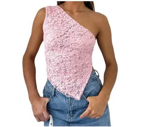 Lace Backless Asymmetrical Streetwear Top - ZA-Zola