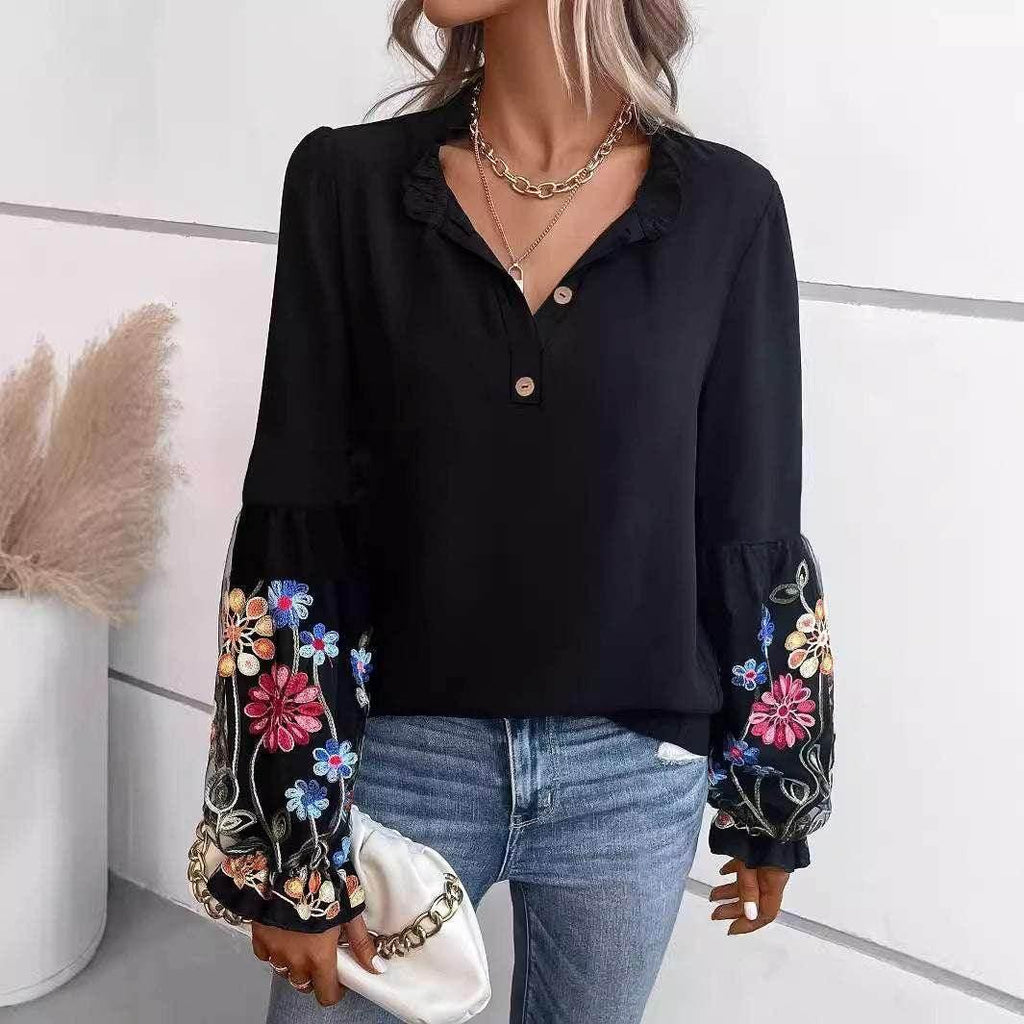Women's V-Neck Vacation Blouse – Summer Pullover - ZA-Zola