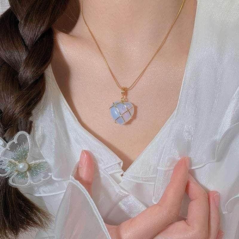 Princess Heart Moonstone Necklace – Fairy-Tale Gift - ZA-Zola