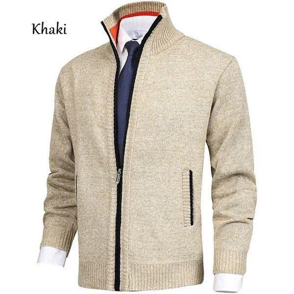 Men's Solid Color Stand Collar Cardigan Sweater Coat - ZA-Zola