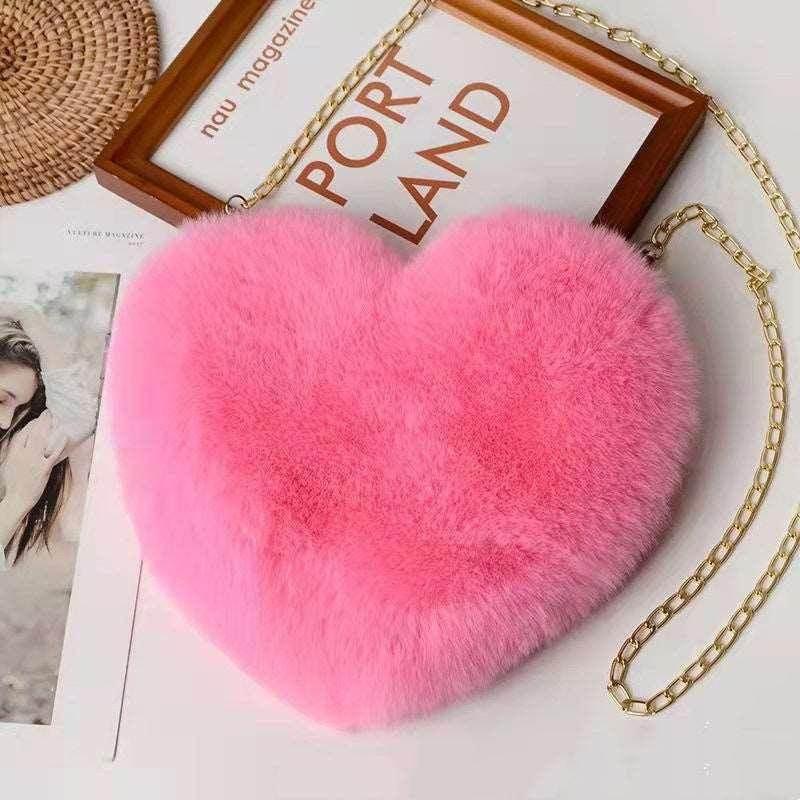 Heart Plush Chain Shoulder Bag | Valentine's Day Gift - ZA-Zola