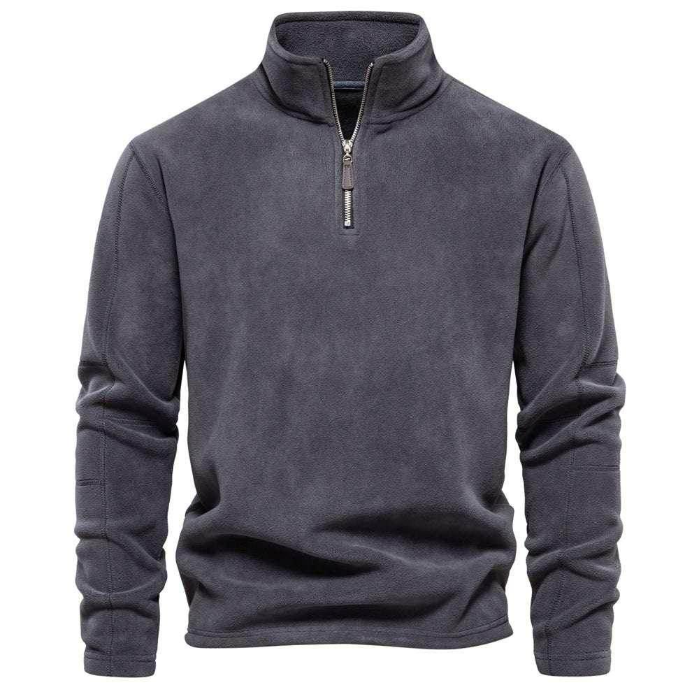 Men's Stand-Collar Fleece Sweatshirt - Winter Pullover - ZA-Zola