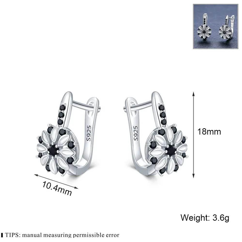 Copper Zircon Flower Earrings for Women – Black - ZA-Zola