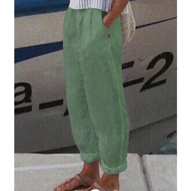Cotton Linen Straight Casual Pants – Women - ZA-Zola
