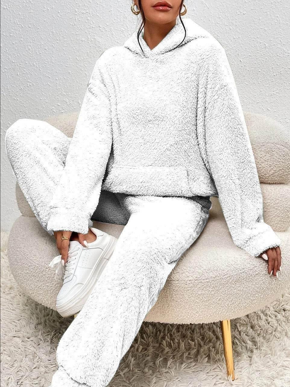 Winter Plush Pajama Set for Women | Warm Hooded Loungewear - ZA-Zola