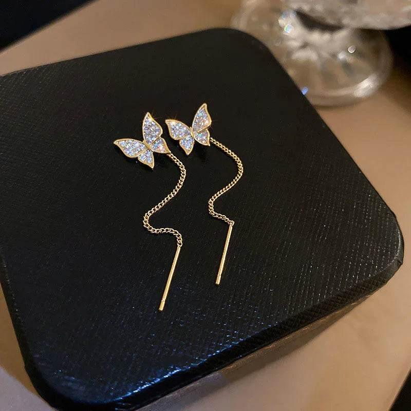 925 Silver Butterfly Tassel Earrings – Shop Now! - ZA-Zola