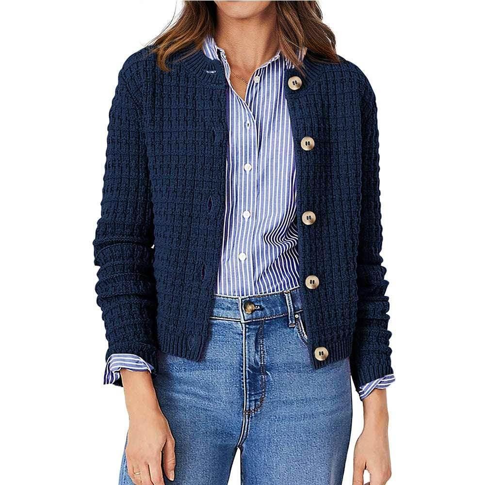 Women's Solid Color Knit Cardigan Sweater - ZA-Zola