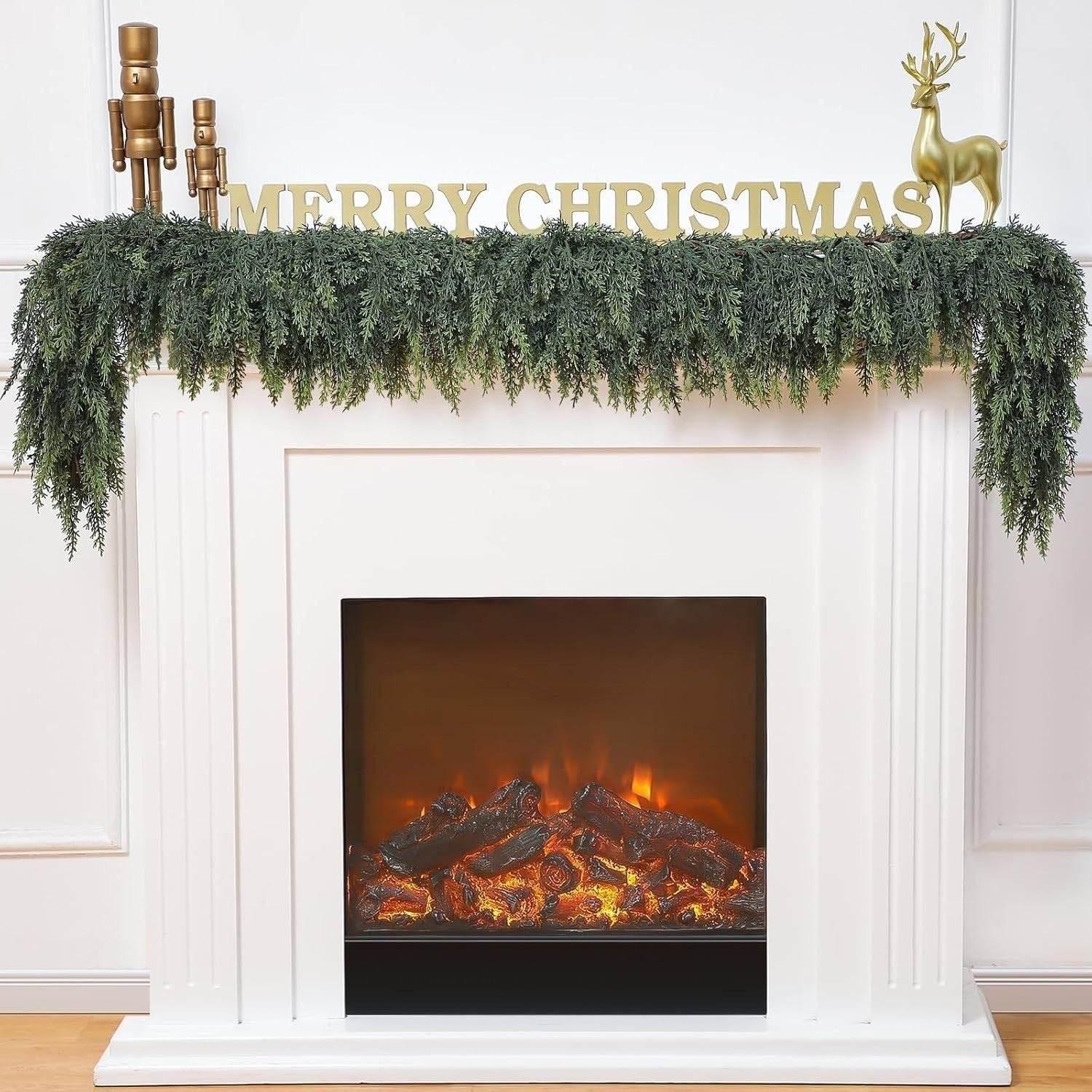 Christmas Pine Needle Garland | Soft Rubber Norfolk Pine Rattan - ZA-Zola