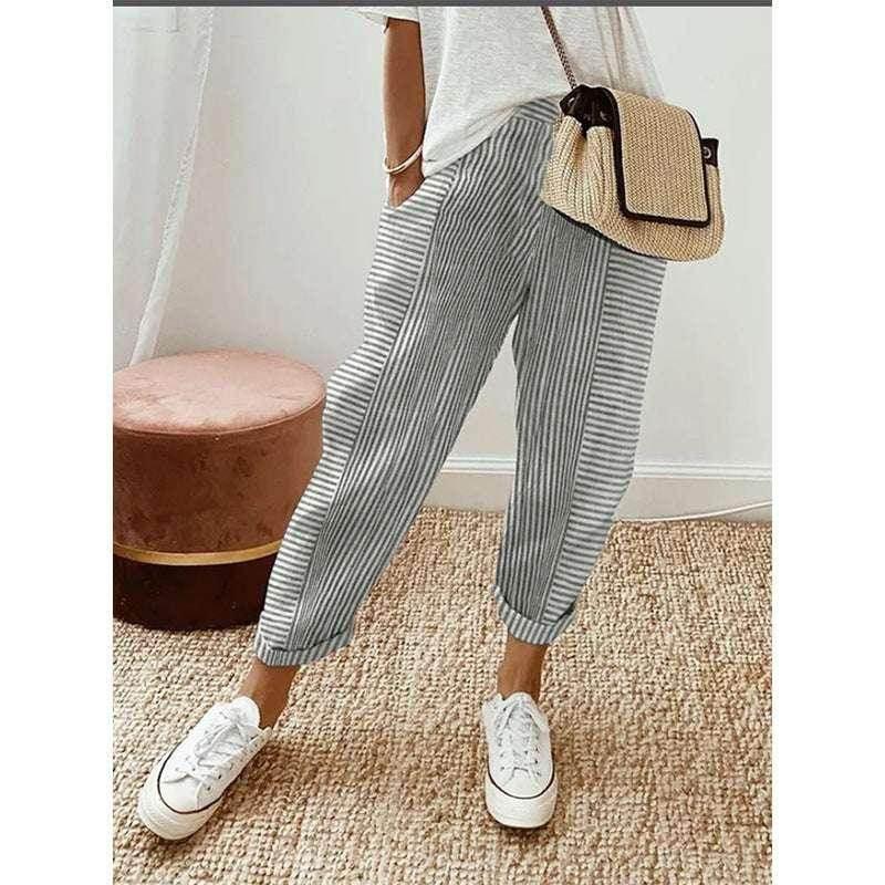 Striped Summer Loose Pants – Women’s Casual Trousers - ZA-Zola