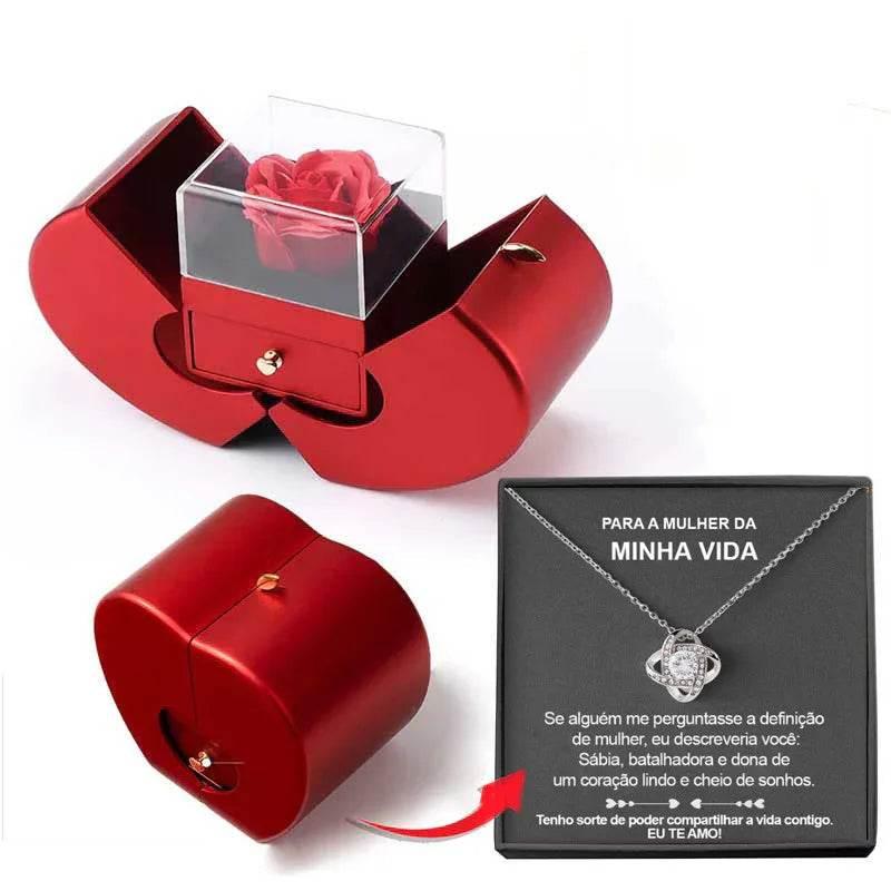 Eternal Rose Necklace Gift Box – Apple Shaped Jewelry Box - ZA-Zola