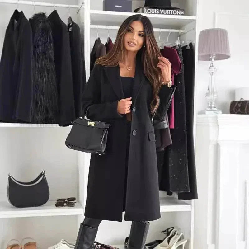 Lapel Single-Breasted Wool Coat – Women’s Winter Jacket - ZA-Zola