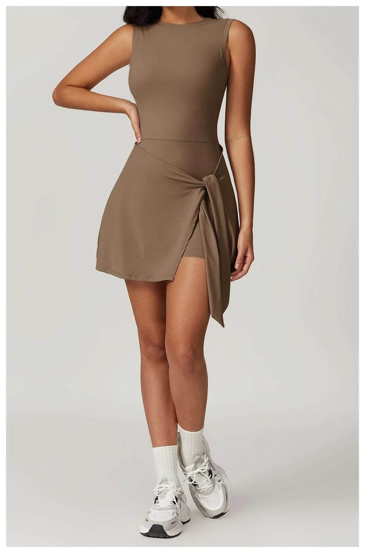 Fake Two-Piece Tight Sports Dress – Women's Fitness Wear - ZA-Zola