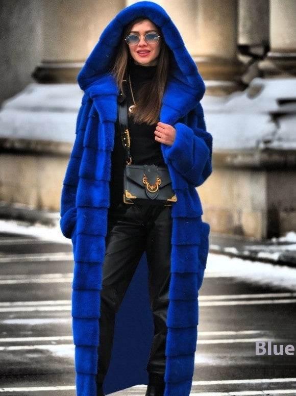 Long Plush Women's Coat – Thickened Faux Fur Winter Jacket - ZA-Zola