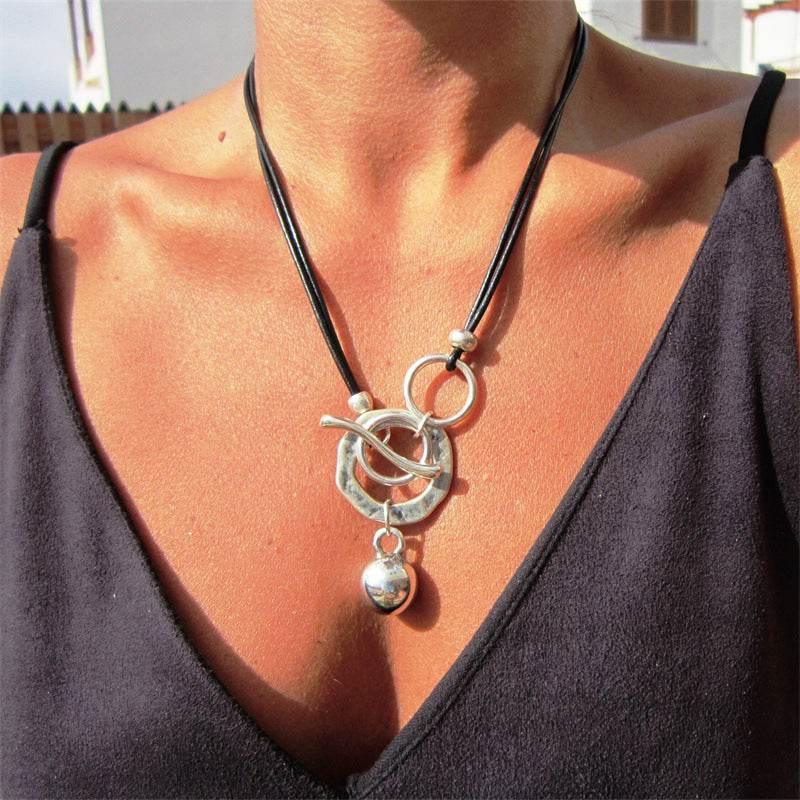 Ring Necklace – Bohemian Leather Design for Women - ZA-Zola