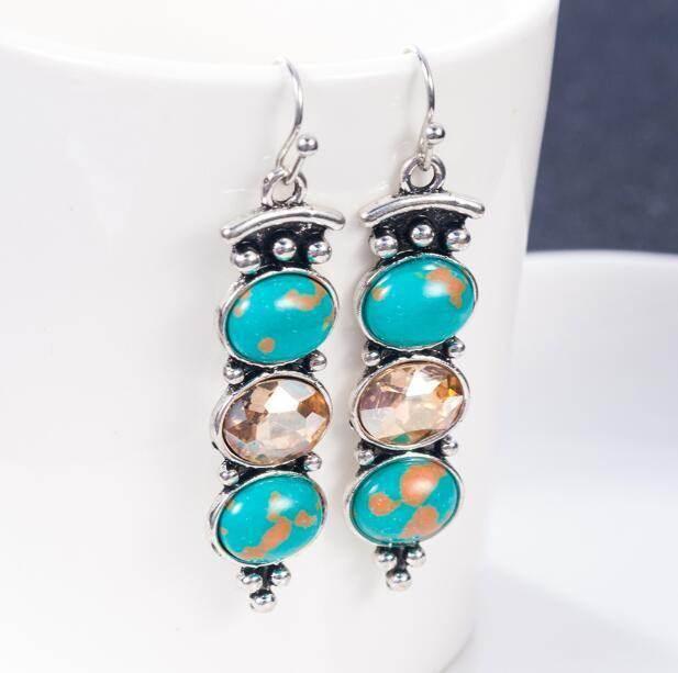 Vintage Thai Silver Turquoise Earrings - ZA-Zola