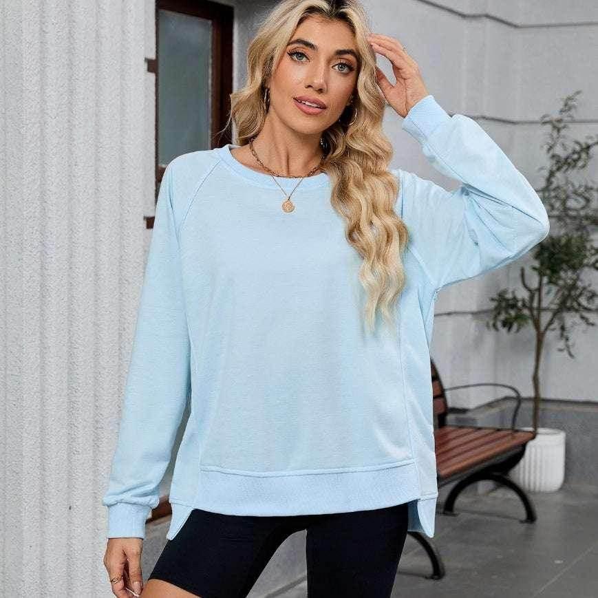 Women’s Loose Round Neck Sweatshirt Pullover - ZA-Zola