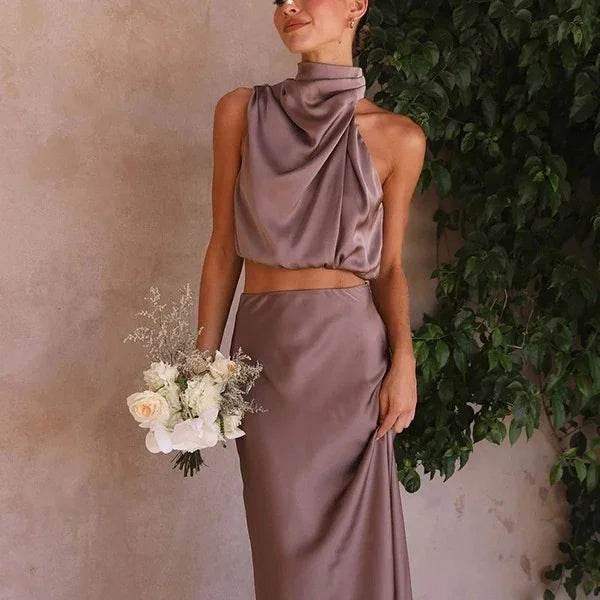 Satin Slim Fit Two-Piece Set – Casual & Chic Style - ZA-Zola
