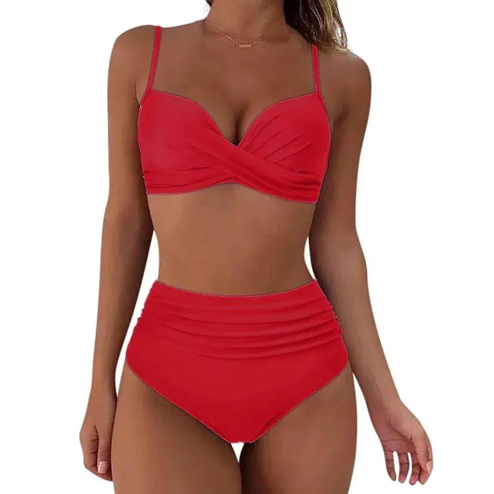 Printed High Waist Push-Up Bikini Set - ZA-Zola