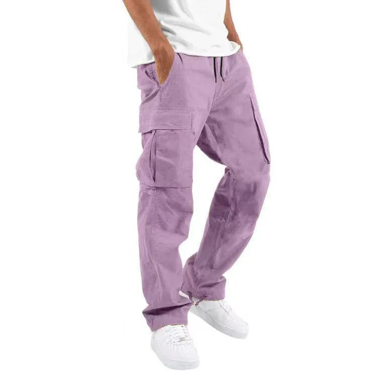 Men’s Trade Drawstring Multi-Pocket Casual Trousers – Loose Workwear Pants