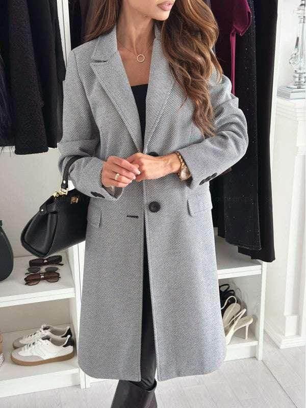 Lapel Single-Breasted Wool Coat – Women’s Winter Jacket - ZA-Zola