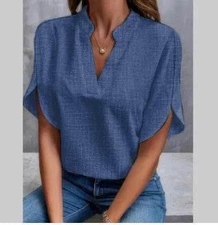 V-Neck Chiffon Short Sleeve Blouse – Elegant Summer Top - ZA-Zola